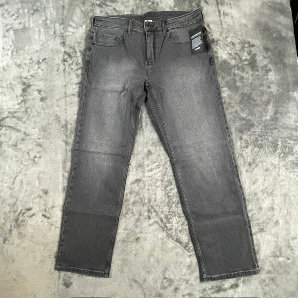 True Classic Mens Straight Leg Jeans 34x30 Charcoal Gray Stretch Denim NWT